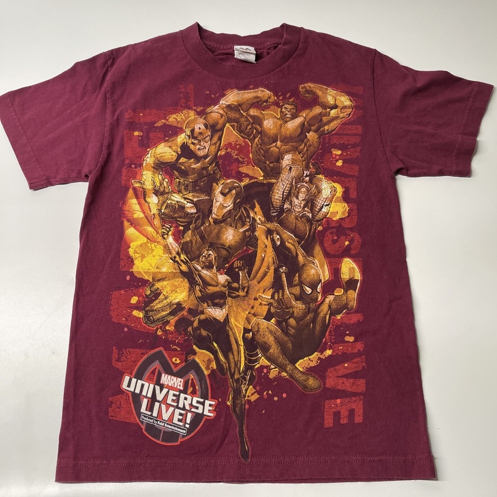 Marvel Universe Live Shirt Adult Large Burgundy Red Short Sleeve Size Small